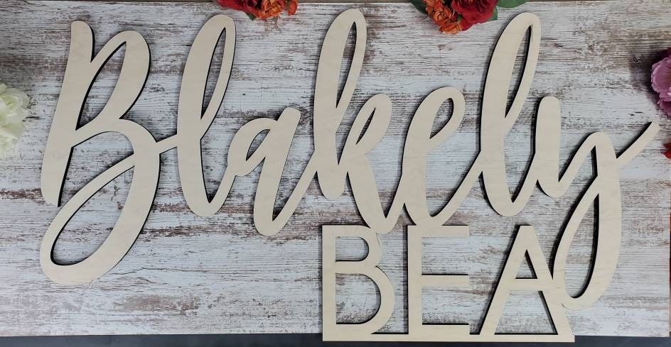 Custom Name Sign, First & Middle Name. Personalized Name Sign, Handwritten Font Personalized Wood Name Sign. Wooden Name Childrens Name sign