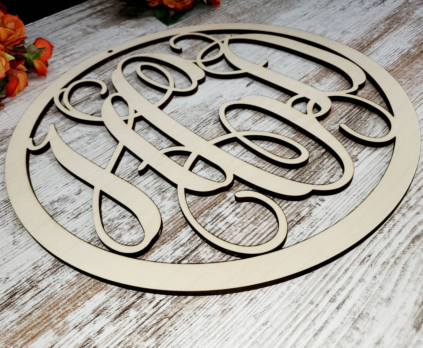 Custom Monogram Sign. Custom Wood Monogram. Circle Monogram Sign. Personalized  Wood Initials. Monogram Wall Decor Sign, Wedding Shower Gift