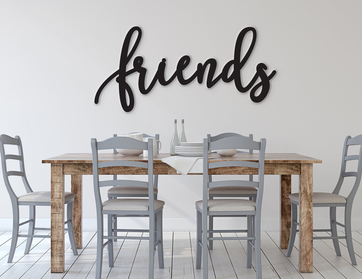 Friends sign, Family Wood Sign, Friends Wall Decor, Thanksgiving Decor, Friends Word Sign, Wood Cut Out Friends Sign, Dining room decor