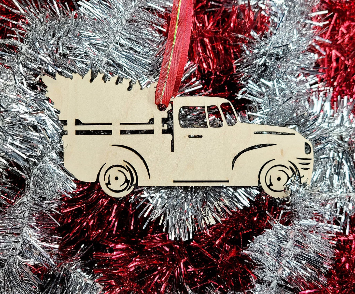 Christmas truck Ornament, Personalized Xmas Truck, little red truck, wood shape, wooden Vintage truck, Christmas crafts, DIY Wood Blank