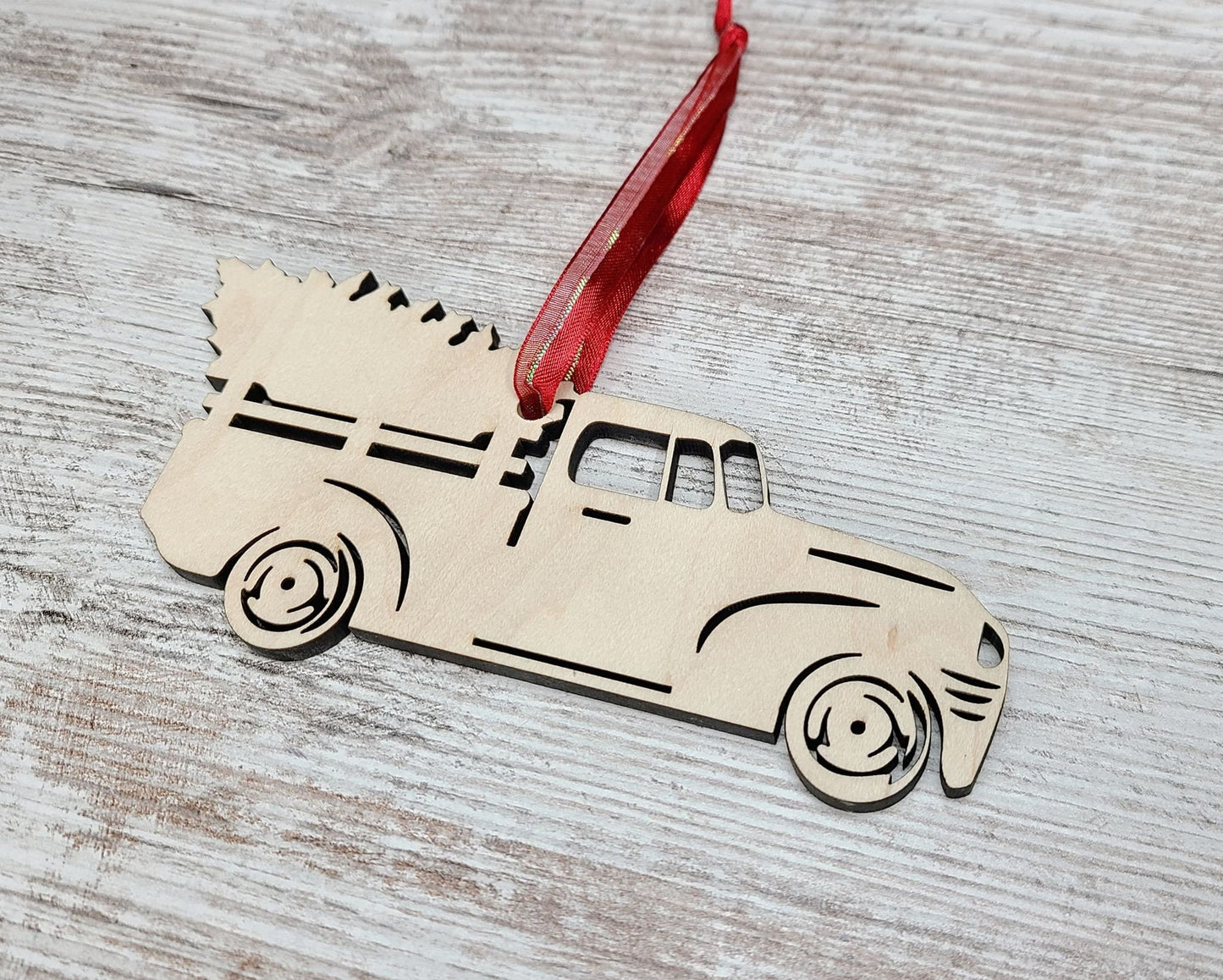 Christmas truck Ornament, Personalized Xmas Truck, little red truck, wood shape, wooden Vintage truck, Christmas crafts, DIY Wood Blank