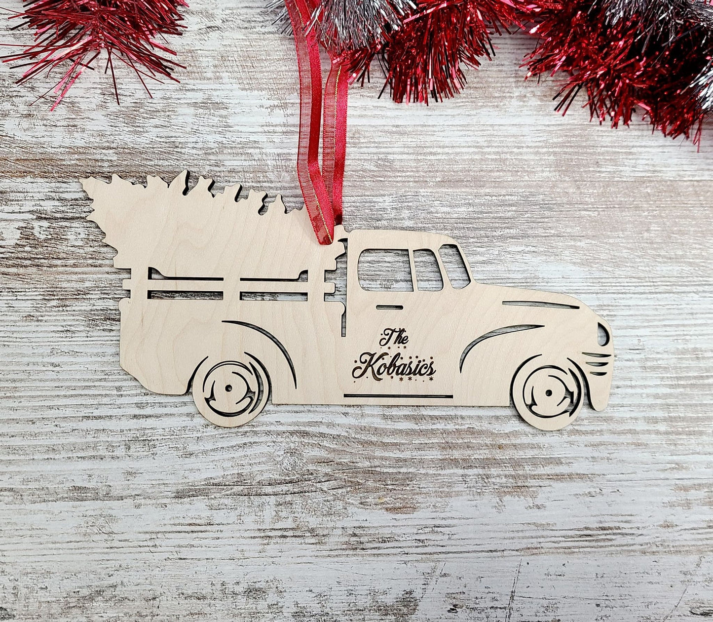 Christmas truck Ornament, Personalized Xmas Truck, little red truck, wood shape, wooden Vintage truck, Christmas crafts, DIY Wood Blank