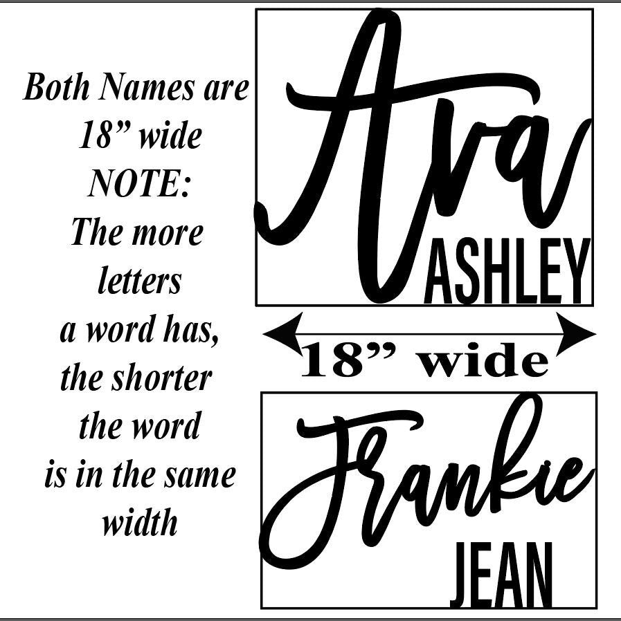 Nursery Name Sign, First & Middle Name, Personalized Custom Name Sign, Script Font, Wood Sign, Boy Girl Nursery Baby Shower Gift, Above Crib