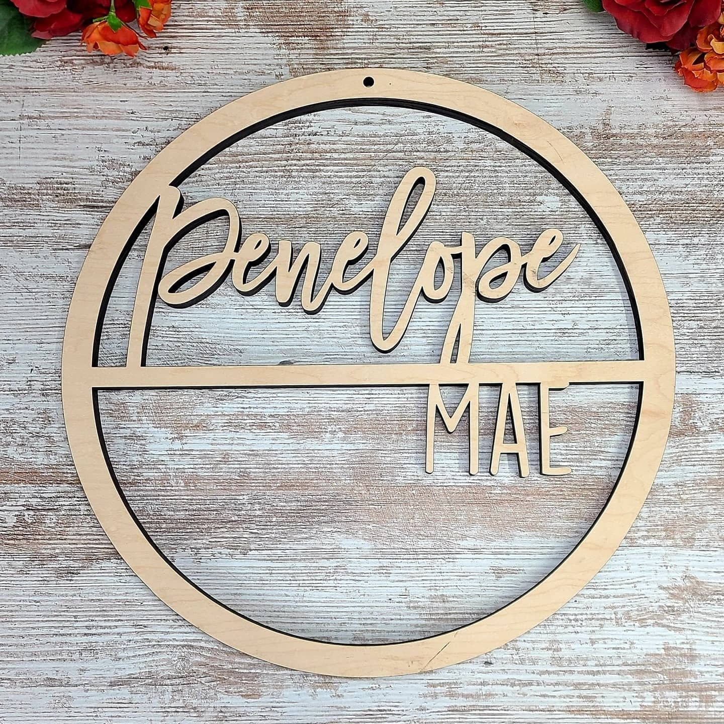 Custom Name Sign, First & Middle Name. Personalized Circle Name Sign, Handwritten Font Personalized Name Sign. Kids Round Name sign, Gift