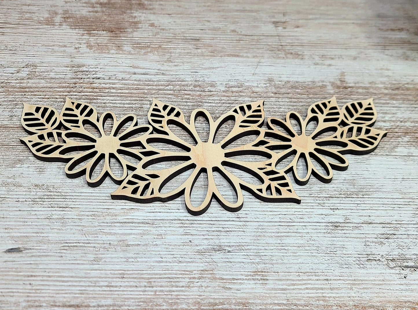 Wood Floral Cut out, Flower shapes, Wooden floral pattern for wood signs, wood flowery cutout, wood blanks shapes for crafts, unfinished DIY