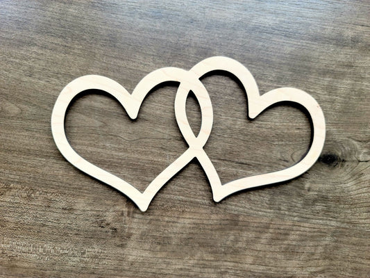 Interlocking Hearts Wood Shape, Overlapping Hearts, Heart Shape Blank, Heart wood blank, Shapes for Crafts DIY Wood Blank, Heart shape blank