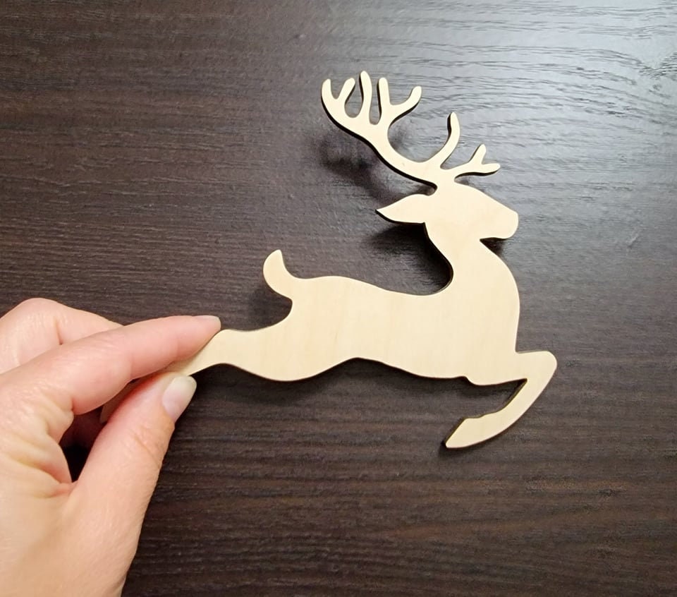 Reindeer Wood Shape, Wood Reindeer Shape, Unfinished, DIY Wood Blank, Christmas wood blank, Santa's Reindeer, Wood Crafts, Holiday Ornaments