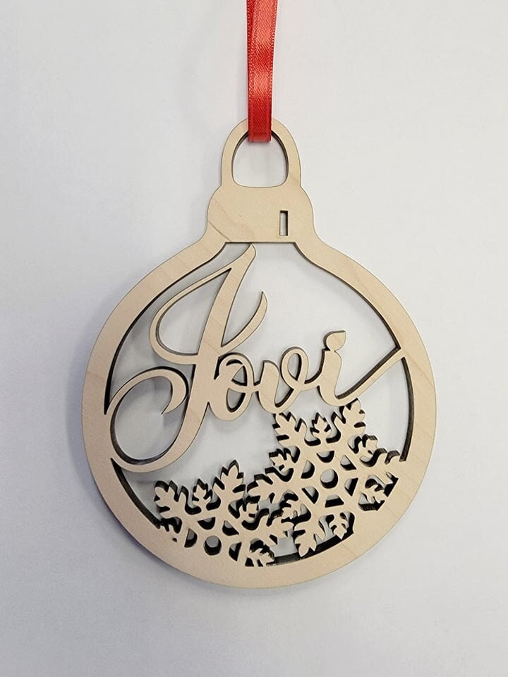 Personalized Christmas Ornament, Custom Wood Cut out Xmas Bulb with Na –  Kobasic Creations
