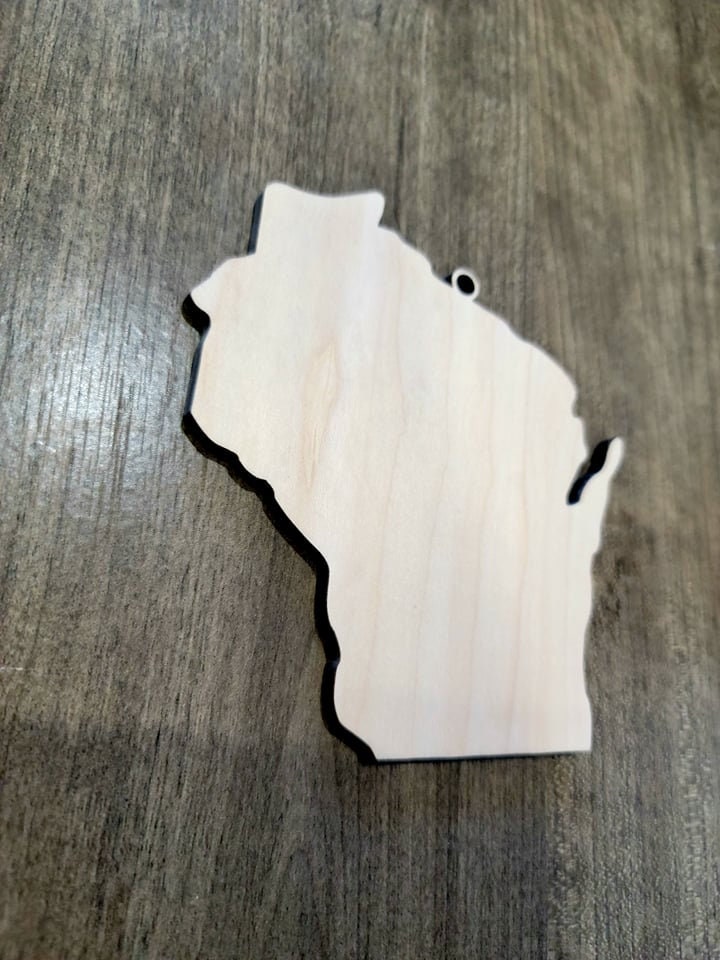 Wisconsin Ornaments, Bulk wood Blanks, Unfinished, tate Shaped Wood Ornament, DIY, Christmas ornaments, Blanks for Crafts, sign making