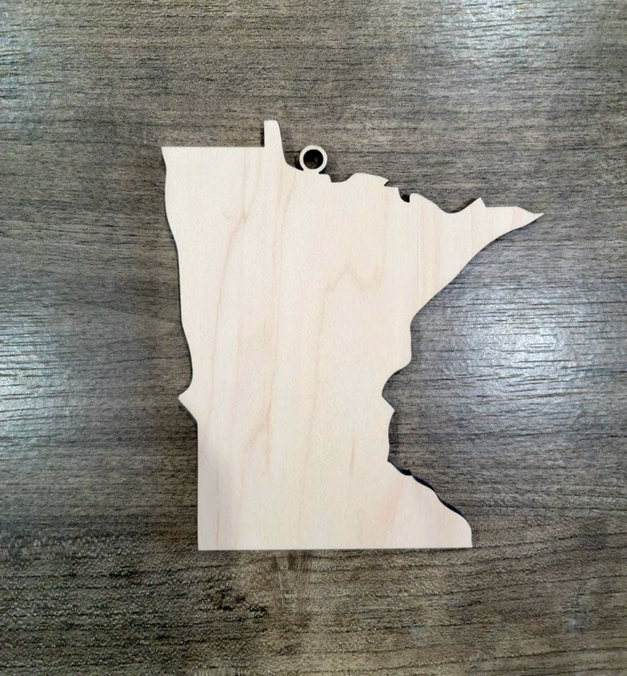 Minnesota Ornaments, Bulk wood Blanks, Unfinished, tate Shaped Wood Ornament, DIY, Christmas ornaments, Blanks for Crafts, sign making