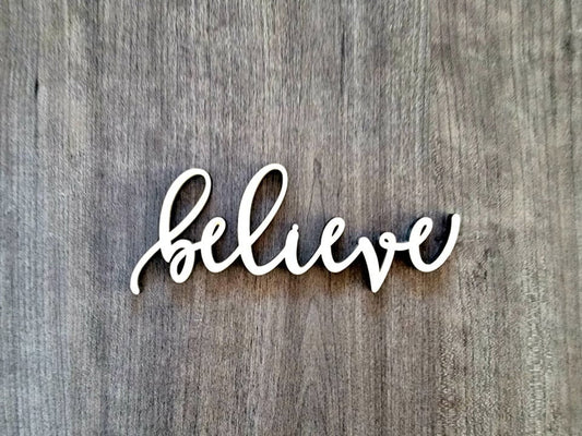 Believe Wooden Word, Small Wood Believe Sign, Believe Place Cards, Bulk / Whole Options available - Favors, affirmation words, positive mind