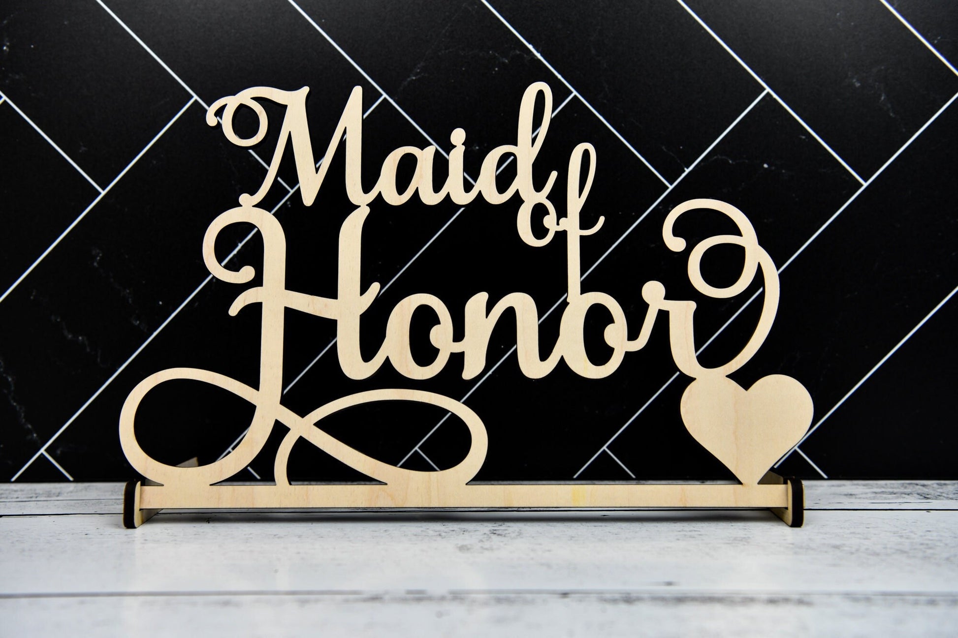 Maid of Honor sign, Script MOH bridal Party sign,  Custom Wedding table sign, Personalized Head Table sign Wood, Wedding Party Decor