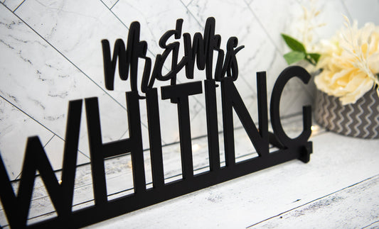 Custom Mr & Mrs Wedding Name Sign, Mr Mrs Personalized Wedding sign, Wood sign, Sweetheart Table Centerpiece, Head Table signage decor