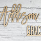 Nursery Name Sign, First & Middle Name, Personalized Custom Name Sign, Script Font, Wood Sign, Boy Girl Nursery Baby Shower Gift, Above Crib