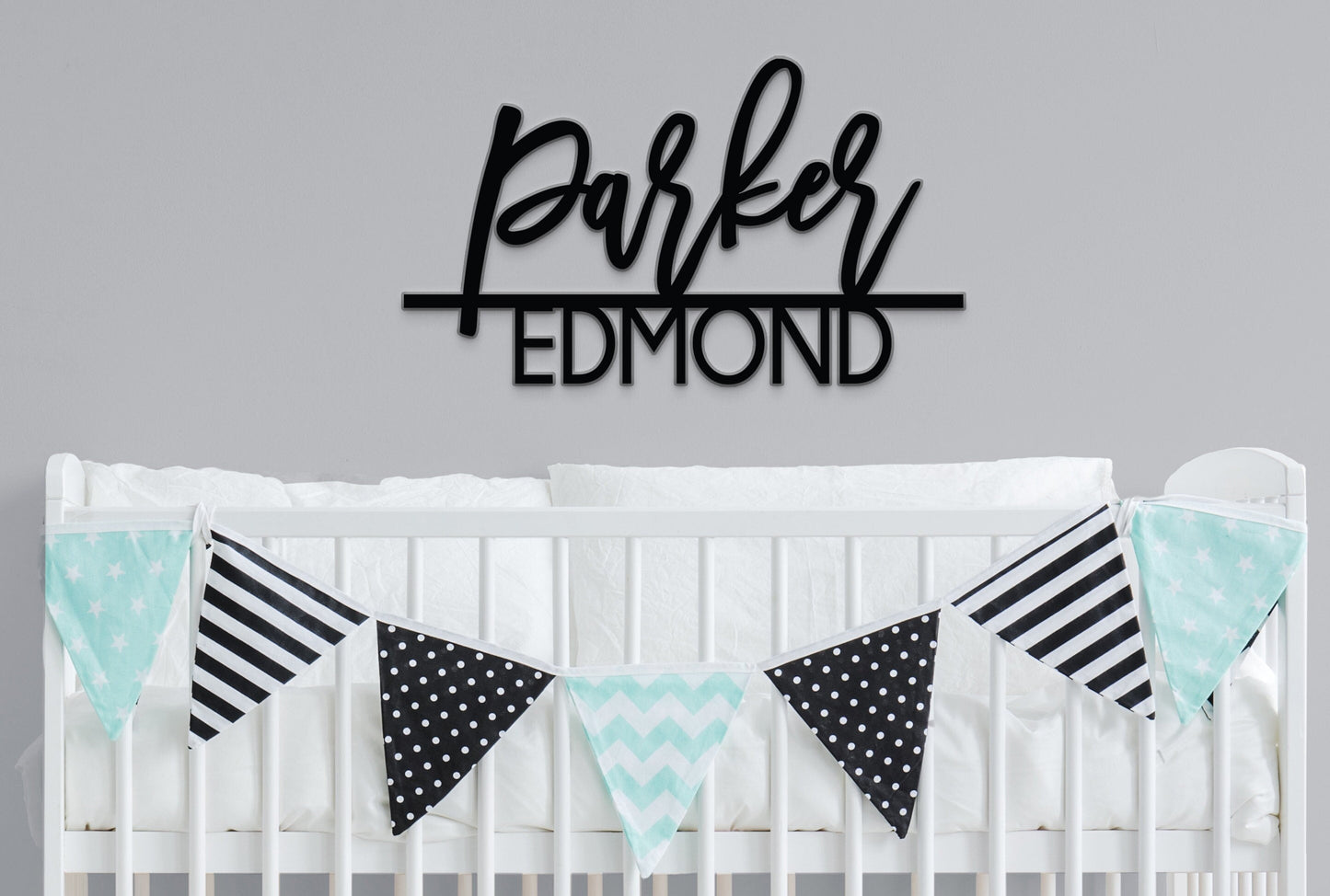 Custom First Middle Name Sign for Nursery, Baby Shower Gift, Name Reveal sign, Above the Crib Boy Girl Nursery Decor, Personalized Baby Name