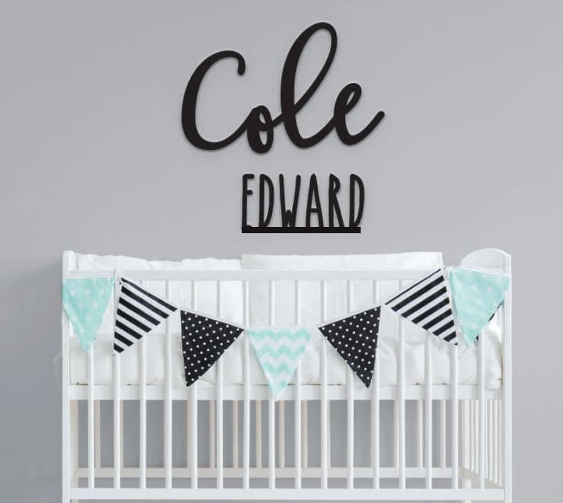 Custom Name Sign, First & Middle Name, Personalized Name Sign, Wood cut out name sign for wall, Wooden Name, Childrens Name sign