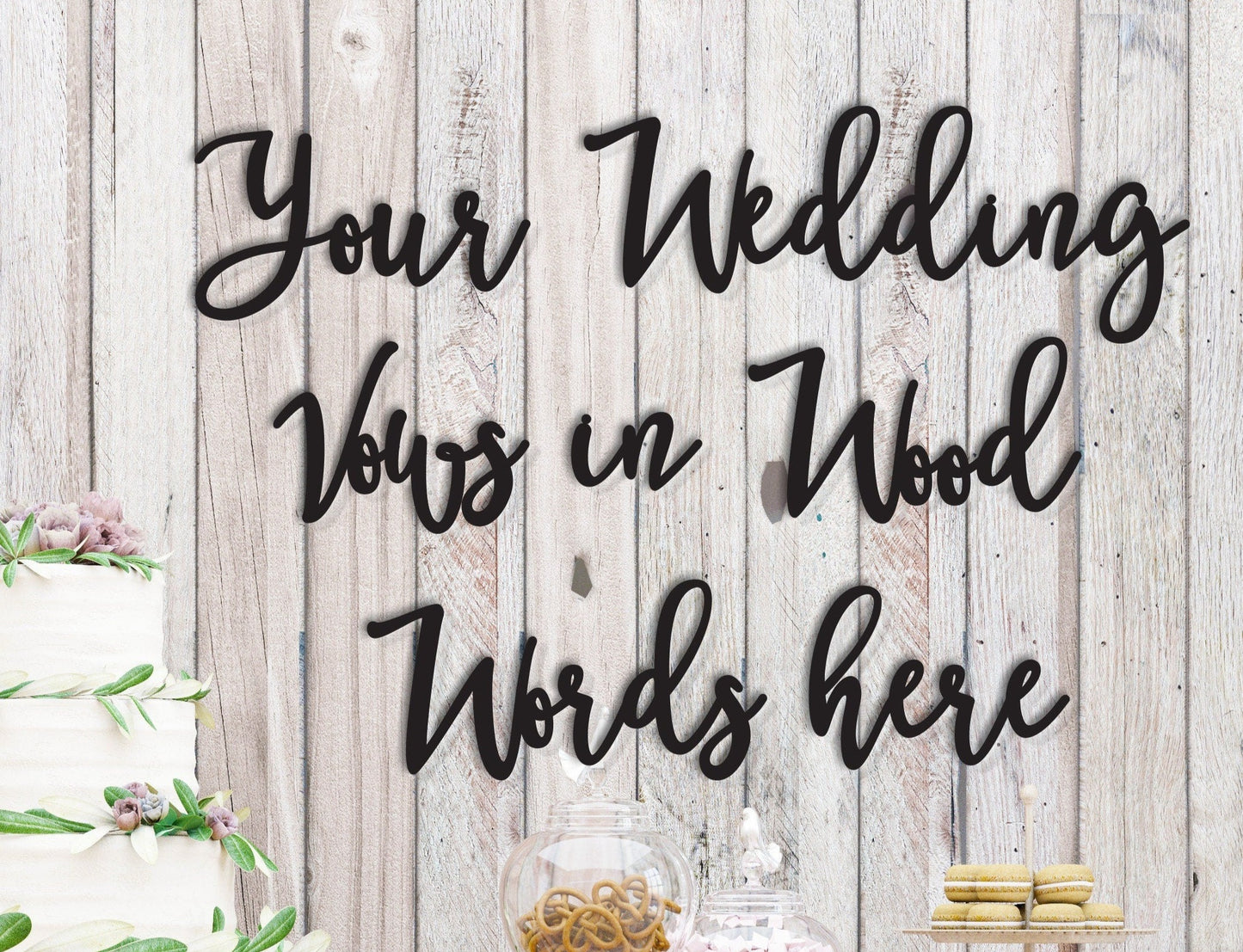 Custom wood words, Custom word signs, Wall Quotes, Wooden Word Cutout Phrases, Personalized Wedding Vows, DIY Wedding Sign Decor with Vows