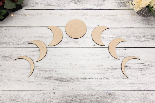 Moon Phase Wood Blanks for Home Decor, Crafts, or DIY sign making, Wooden Moons, Natural Bojo Decor, Wall hanging, Wall art, Crescent moons