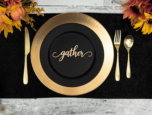 Gather Place Cards, Thanksgiving Table Plate Settings, Gather Wood Word, Holiday Decor, Thanksgiving Place settings, Small Thankful Sign