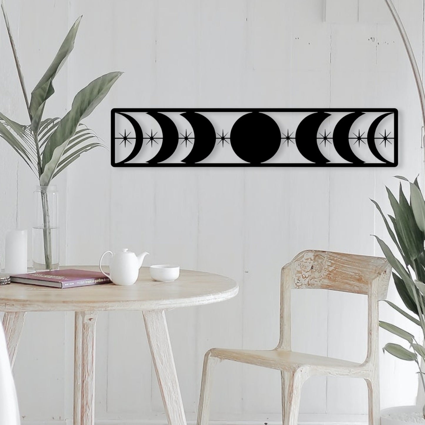 Moon Phase Sign, Wooden Moons, Wood Bojo Decor, Wall hanging, Wall art, Crescent moon art, Natural Home Decor, Celestial, Bohemian, Stars