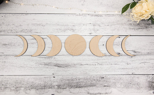 Moon Phase Sign, Wooden Moons, Wood Bojo Decor, Wall hanging, Wall art, Crescent moon art, Natural Home Decor, Celestial, Bohemian, Stars