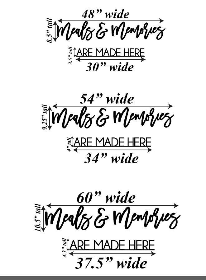 Meals and Memories Are Made Here Sign, Custom Dining Room Sign Decor, Wood Word Cutout Phrase for family kitchen sign, Gift for Mom, Grandma