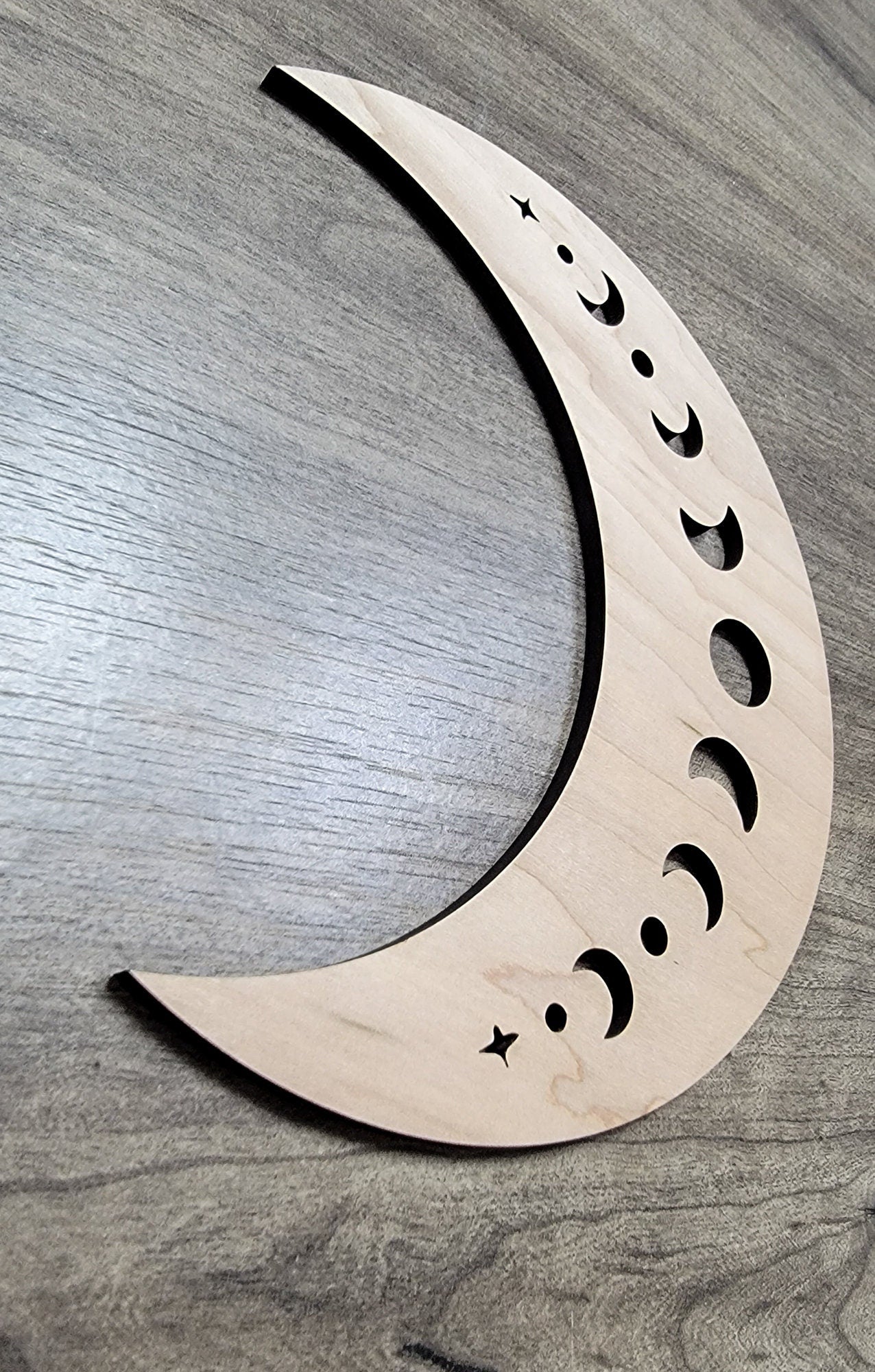 Crescent Moon Phase Wood Shape Sign, Wooden Moon Shape Blank, Unfinished Cut out, Crafts DIY for Sign Making, Boho Decor theme Natural 002