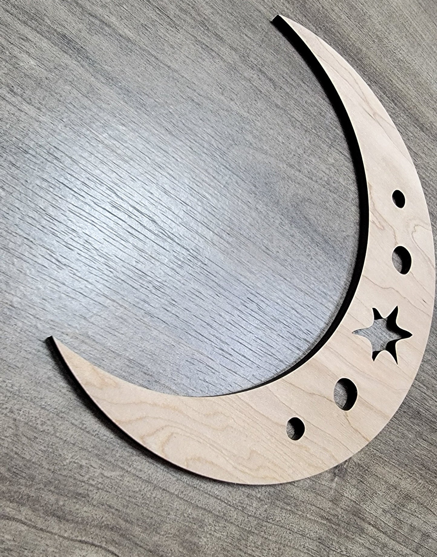Crescent Moon & Star Wood Shape Sign, Wooden Moon Shape Blank, Unfinished Cut out, Crafts DIY for Sign Making, Boho Decor theme Natural 001