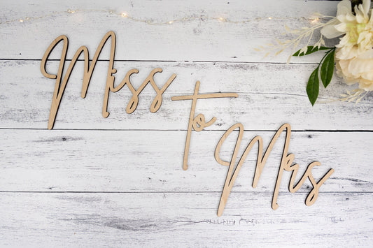 Miss to Mrs backdrop sign for bridal shower or engagement party,  Wood Bridal Shower Decor, Custom Wedding Decor, Wooden word cutouts