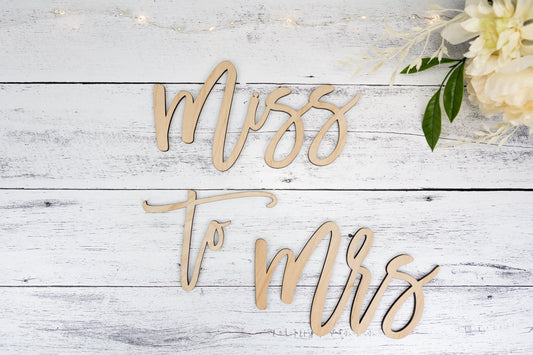 Miss to Mrs backdrop sign for bridal shower or engagement party,  Wood Bridal Shower Decor, Custom Wedding Decor, Wooden word cutouts