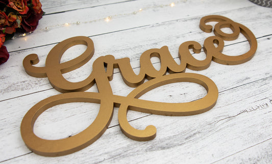 Custom Wood Name Sign Nursery Decor, Personalized Word Sign, Script Swirly Wooden Name, Childrens Name sign, Backdrop, Girl Baby Shower Gift
