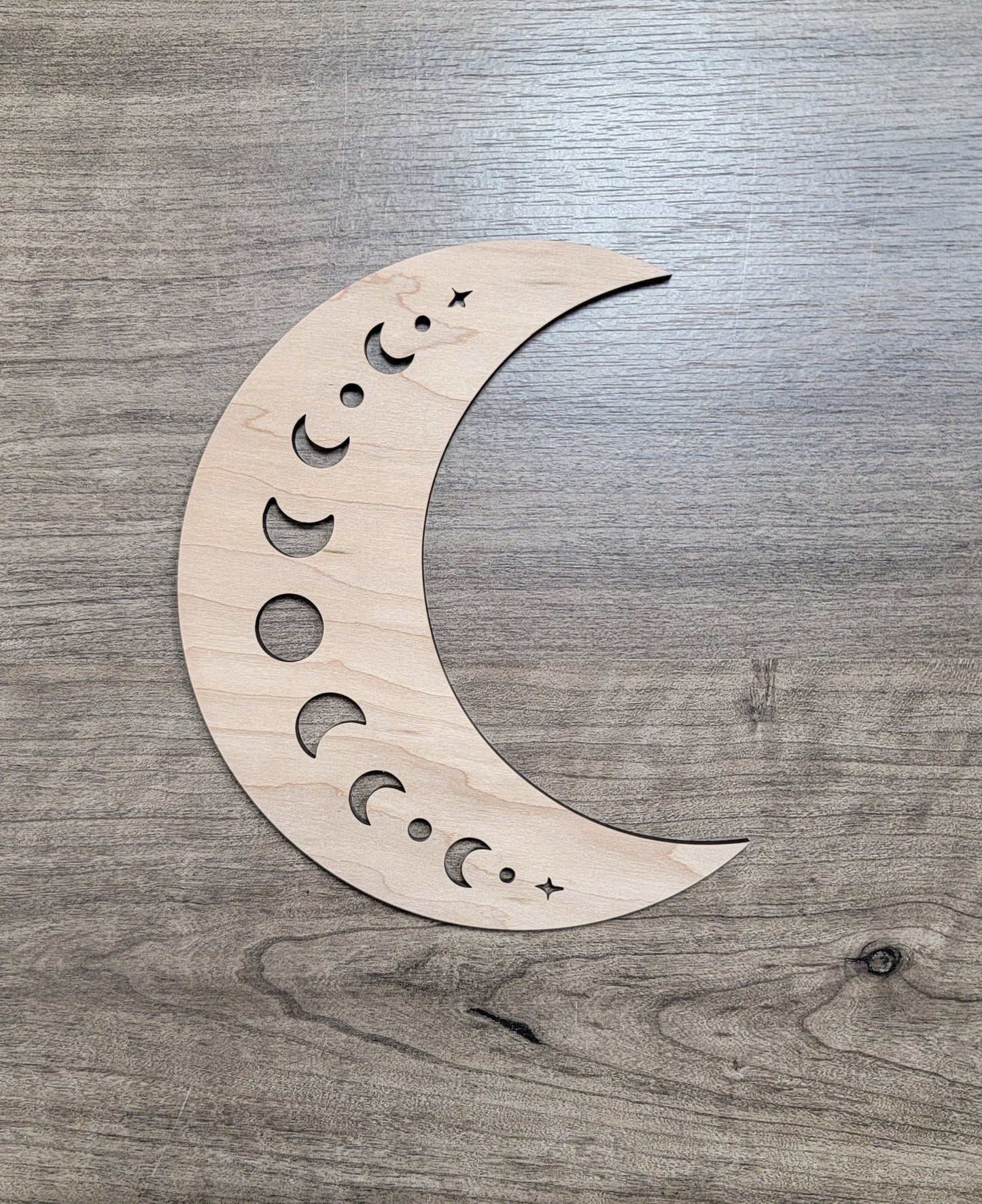 Crescent Moon Phase Wood Shape Sign, Wooden Moon Shape Blank, Unfinished Cut out, Crafts DIY for Sign Making, Boho Decor theme Natural 002