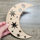 Crescent Moon & Stars Wood Shape Sign, Wooden Moon Shape Blank, Unfinished Cut out, Crafts DIY for Sign Making, Boho Decor theme Natural 003