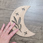 Crescent Moon + Leaf Wood Shape Sign, Wooden Moon Shape Blank, Unfinished Cut out, Crafts DIY for Sign Making, Boho Decor theme Natural 005