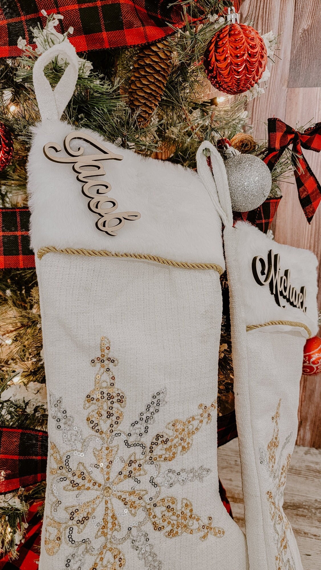 Christmas Stockings Name Tags Wood Names for Stocking, Family Name