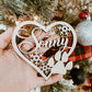 Personalized Pet Paw Print Christmas Ornament in Heart, Custom Dog or Cat Print xmas Tree Ornaments, Wooden Stocking Name Tags For Pet Decor