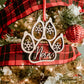 Custom Pet Paw Print Christmas Ornament, Personalized Dog Print Ornament, Wooden PawPrint Ornament, Cat / Dog Stocking Name Tag Gift for pet