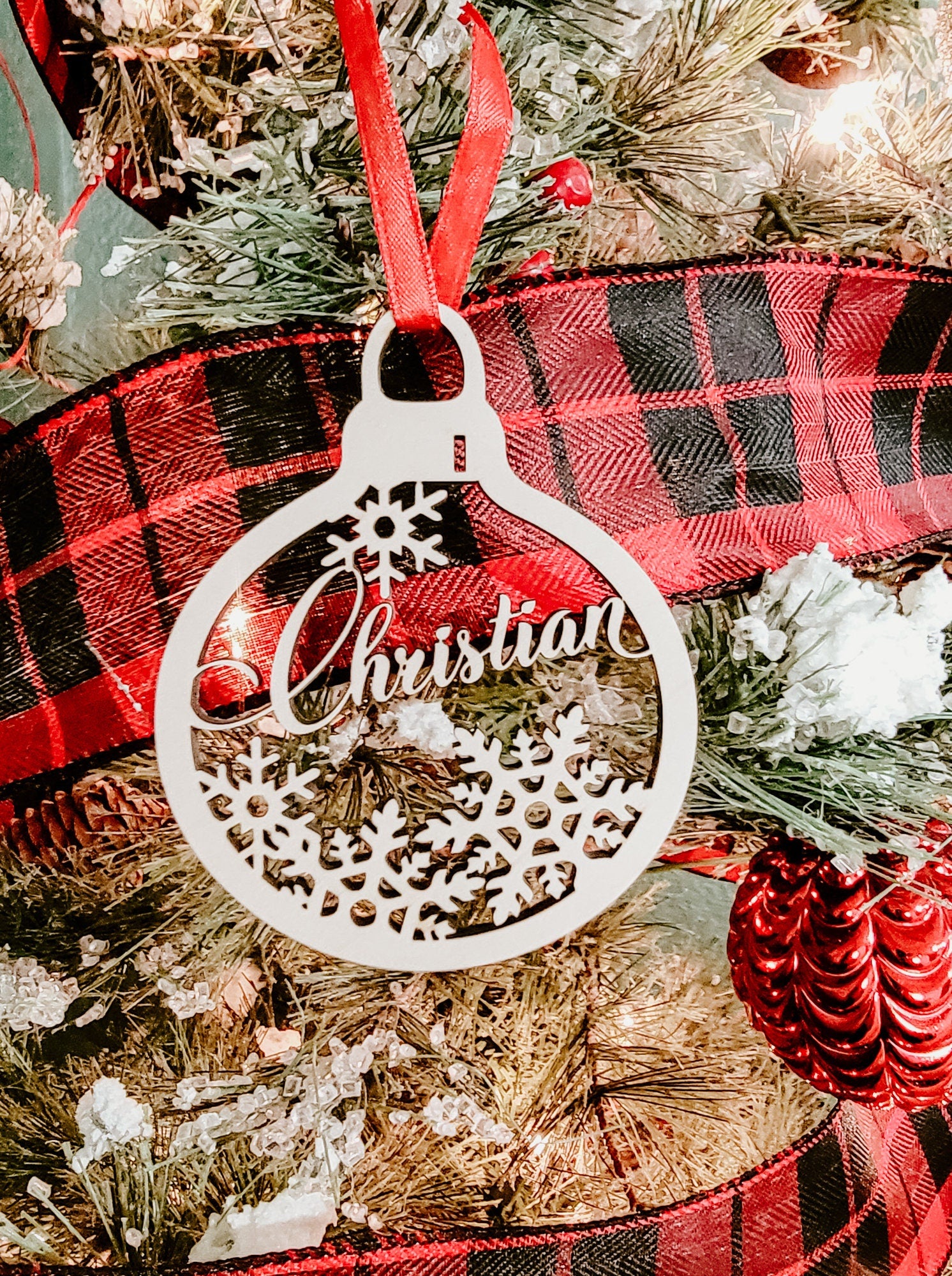 Wooden Christmas Ornaments - Star, Snowflake, Stocking, Christmas