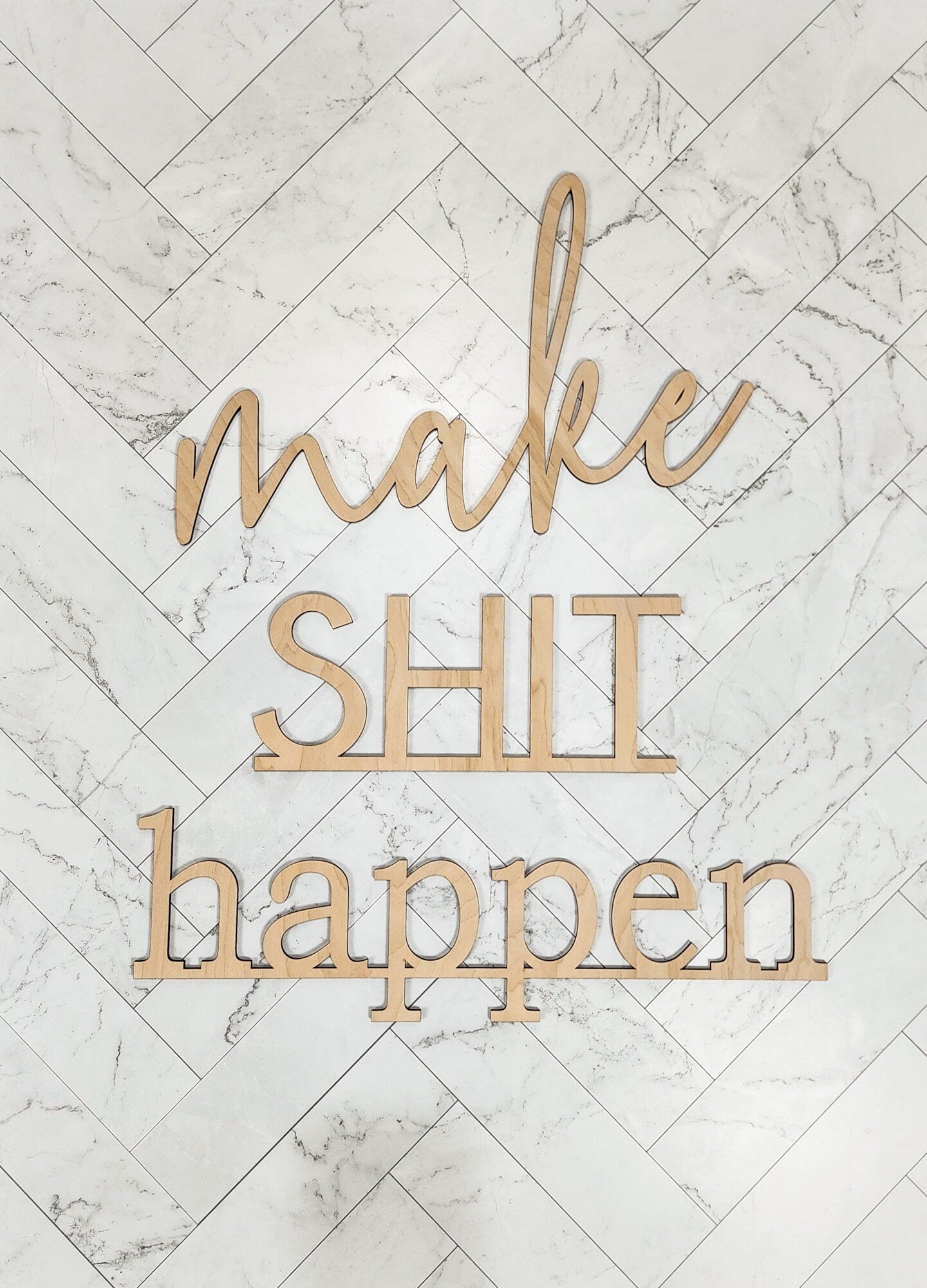 make SHIT happen bathroom sign decor, funny bathroom wall sign, wood wall art for restroom, humor funny housewarming gift, above toilet sign