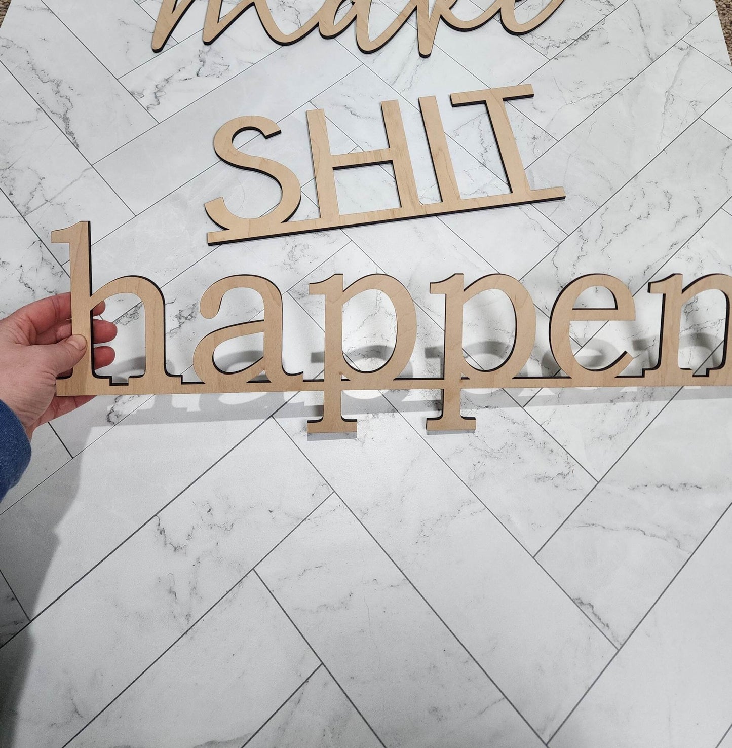 make SHIT happen bathroom sign decor, funny bathroom wall sign, wood wall art for restroom, humor funny housewarming gift, above toilet sign