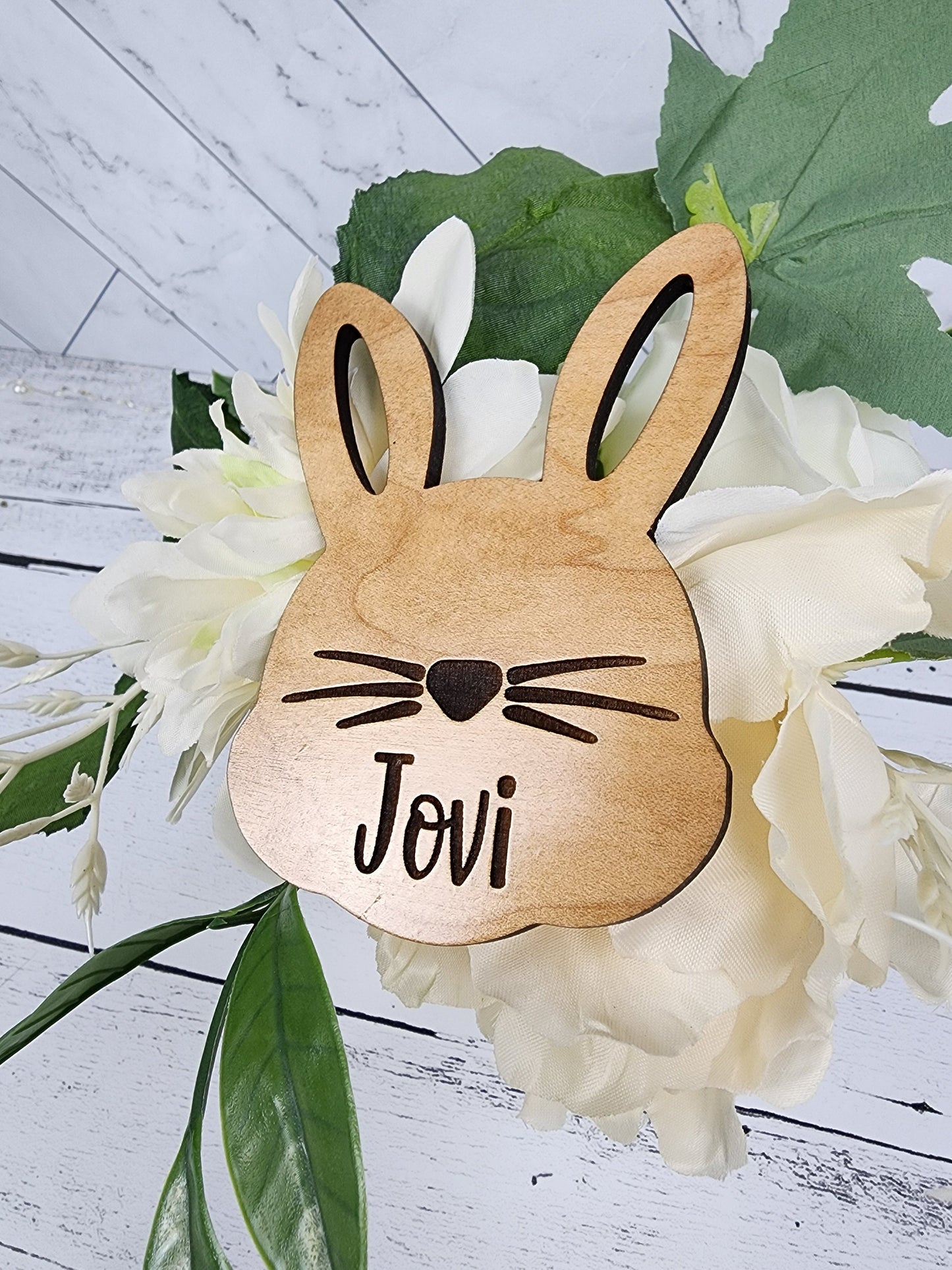 Custom Easter Basket Tag Personalized With Name, Easter Bunny Name Tag for Kids & Family, Engraved Easter Decor Ornament Place Card, Gift