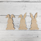 Easter Bunny Trio Wood Shapes, Wooden Rabbit Blank, Unfinished Cut out, Shapes for Crafts DIY Blank, Spring Sign Making, Easter Sign making
