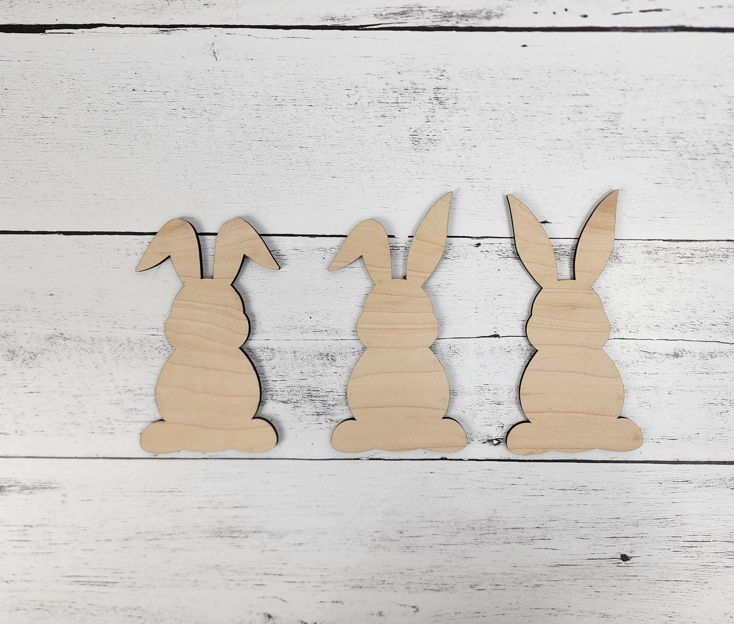 Easter Bunny Trio Wood Shapes, Wooden Rabbit Blank, Unfinished Cut out, Shapes for Crafts DIY Blank, Spring Sign Making, Easter Sign making