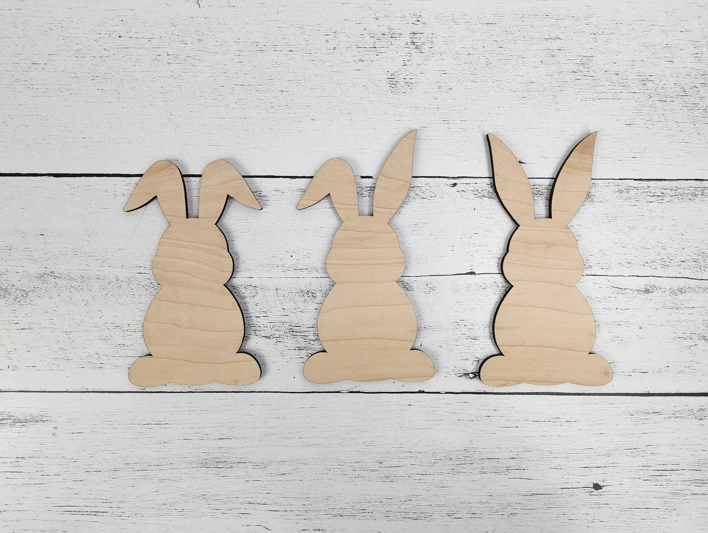 Easter Bunny Trio Wood Shapes, Wooden Rabbit Blank, Unfinished Cut out, Shapes for Crafts DIY Blank, Spring Sign Making, Easter Sign making