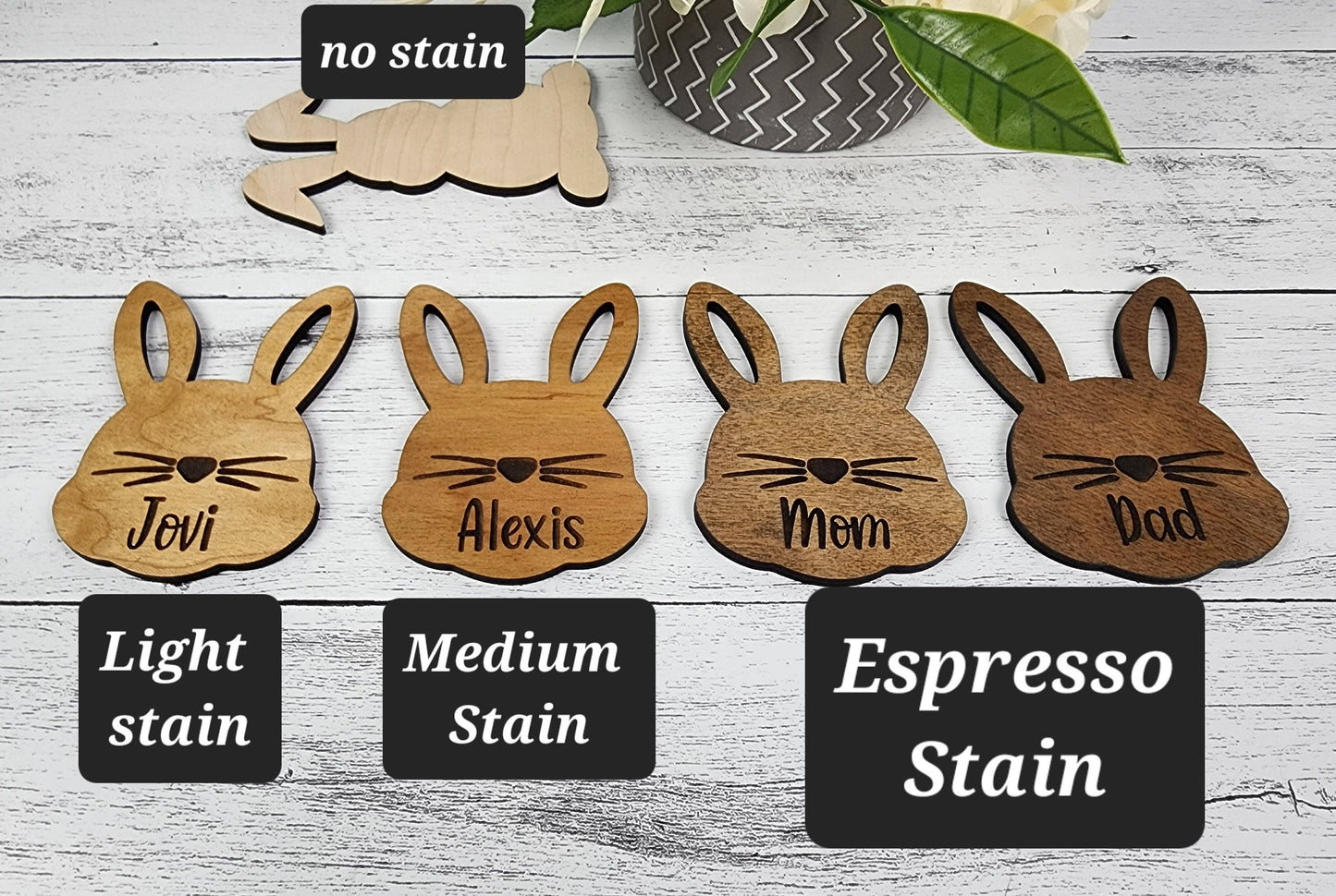 Custom Easter Basket Tag Personalized With Name, Easter Bunny Name Tag for Kids & Family, Engraved Easter Decor Ornament Place Card, Gift