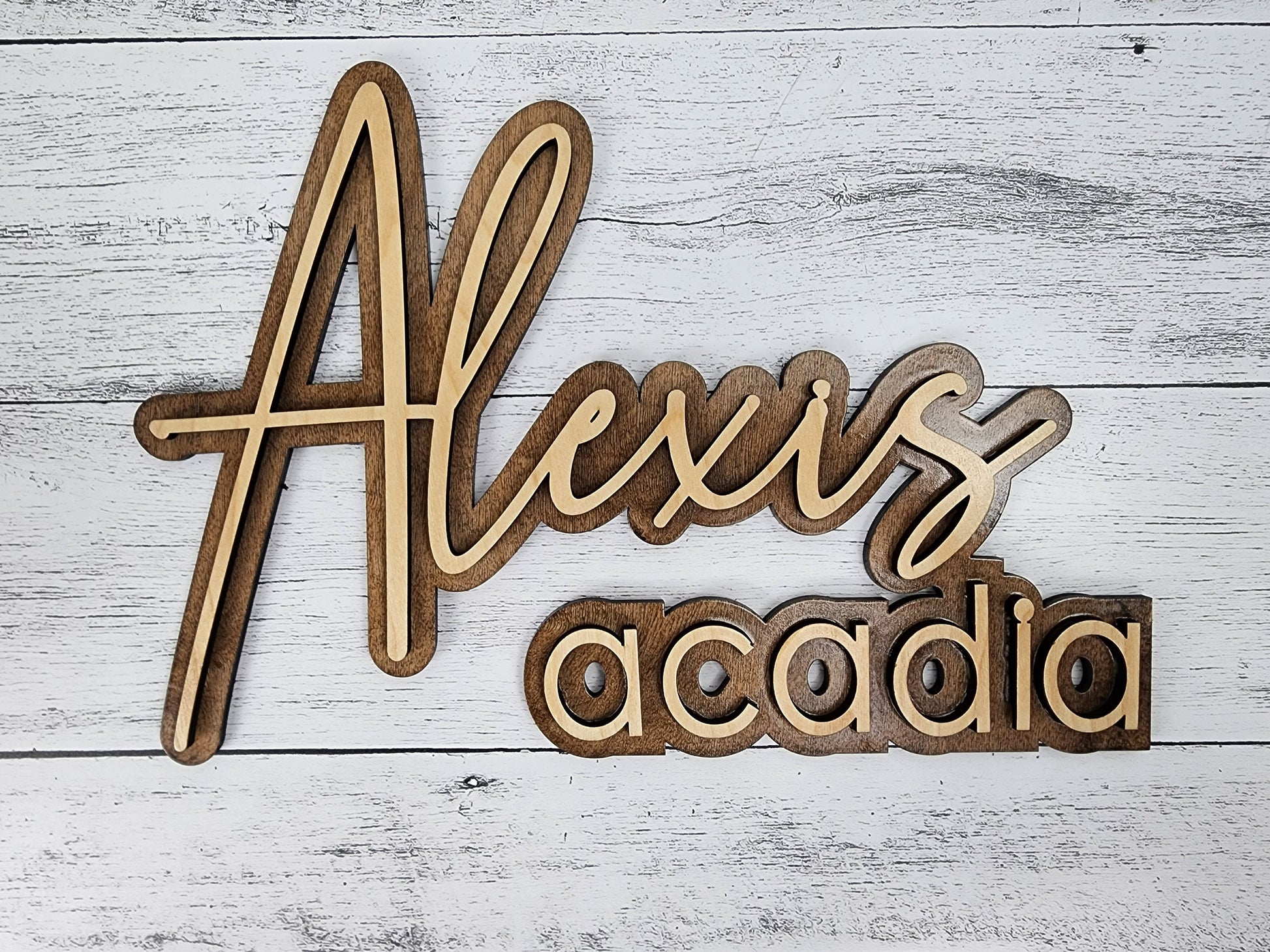 Custom Name Sign for Business Office or Nursery, Layered Wood Name Sign, Personalized two words or first & middle name, Company Door Signage