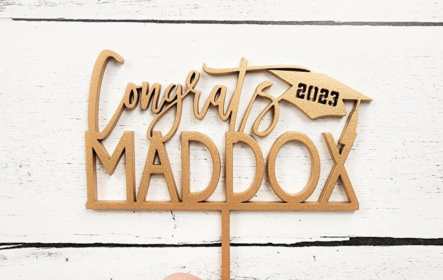 Custom Graduation Cake Topper, Class of 2023 Name & Cap, Personalized Grad Cake Topper, Congrats Grad Graduation Party Decor - Sturdy Wood