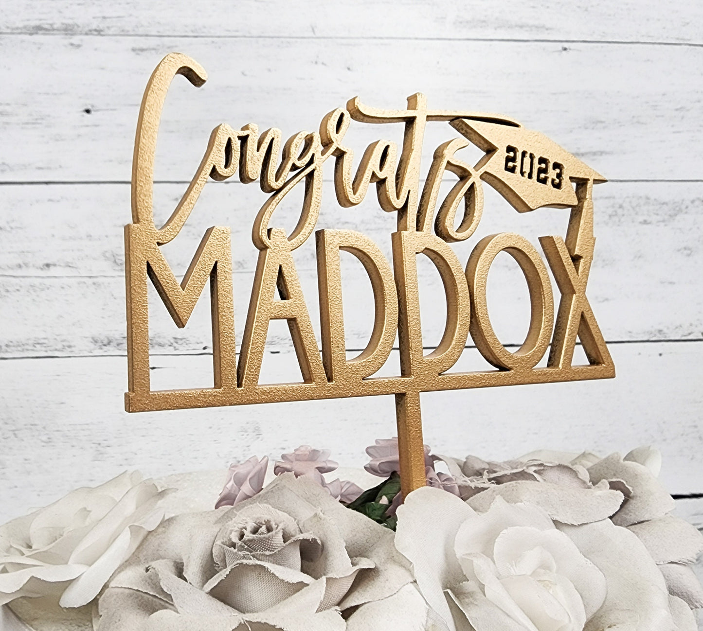 Custom Graduation Cake Topper, Class of 2023 Name & Cap, Personalized Grad Cake Topper, Congrats Grad Graduation Party Decor - Sturdy Wood