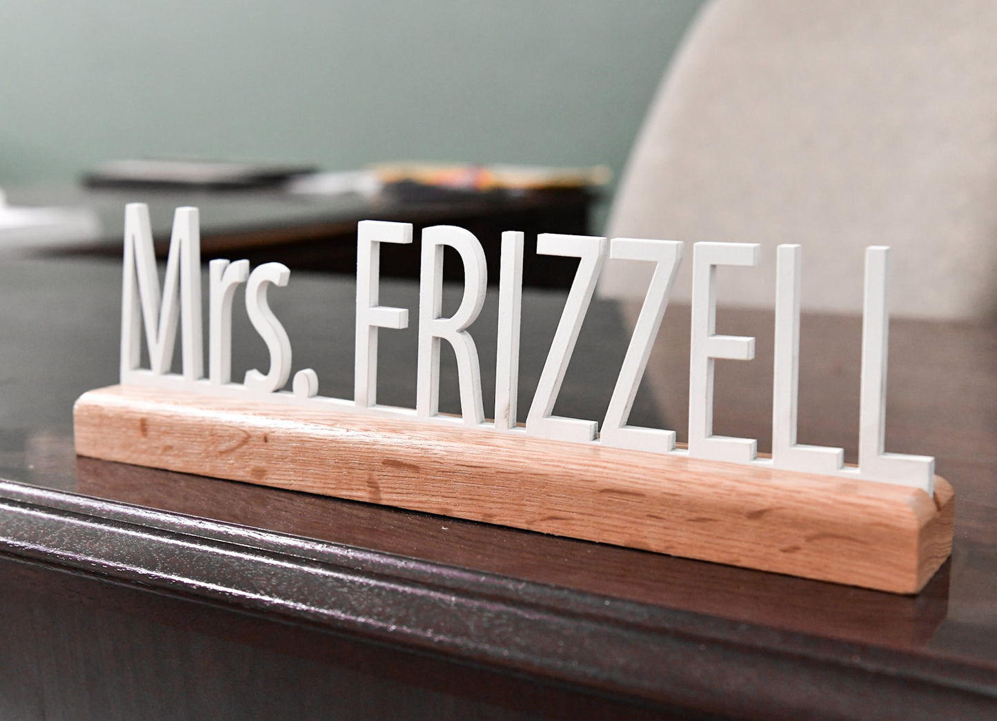 Desk Name Plate for Teacher, Principal, Executive, Custom Company Office Gifts, Personalized Wooden Sign for classroom or office personal