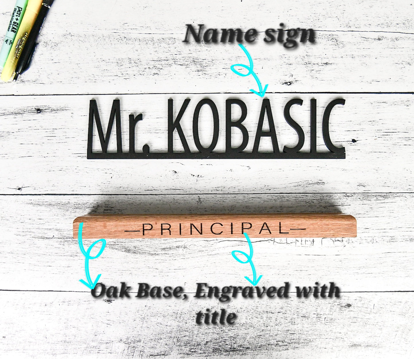 Desk Name Plate for Teacher, Principal, Executive, Custom Company Office Gifts, Personalized Wooden Sign for classroom or office personal